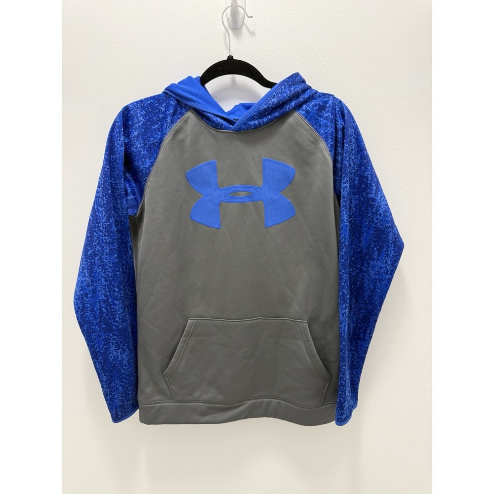 Under Armour ColdGear Gray & Blue Hoodie – Youth XL Loose Boys Yxl